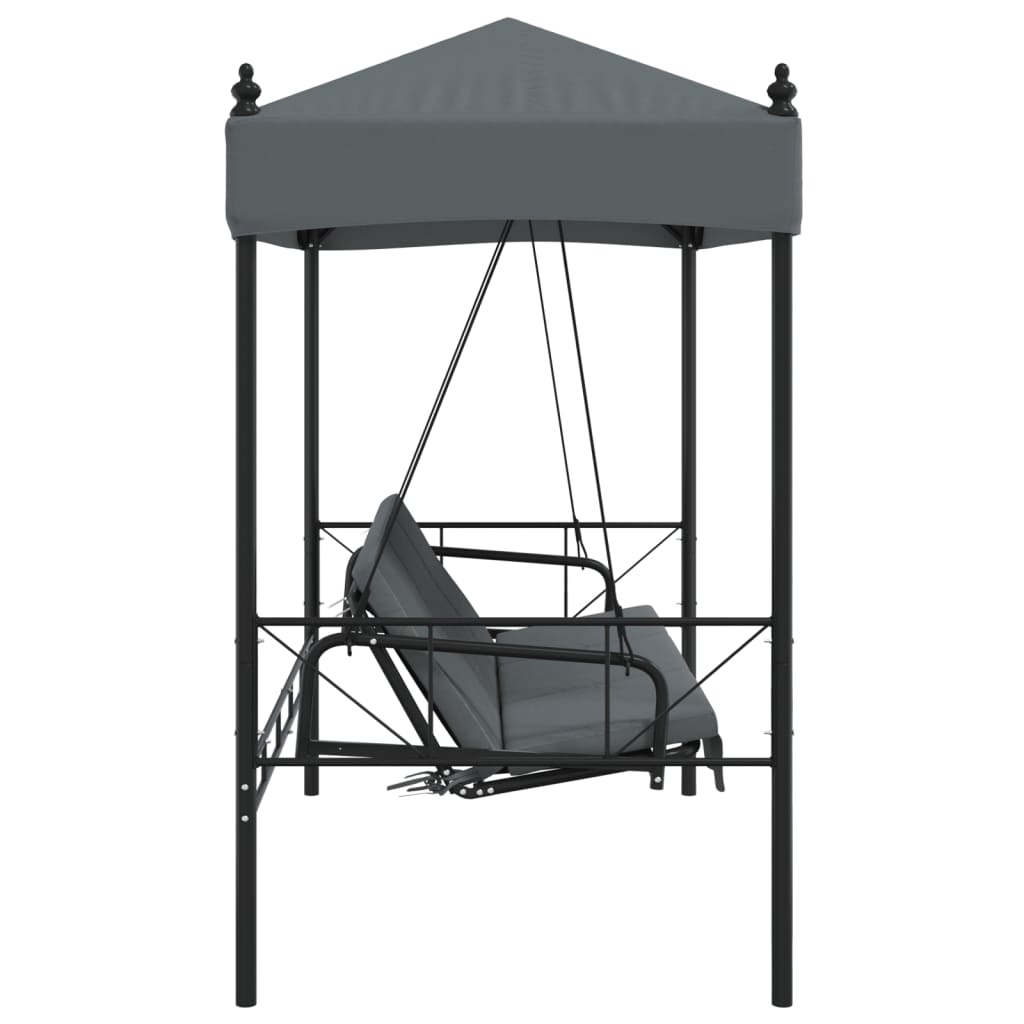 Garden Swing Bench with Canopy Dark Grey Steel