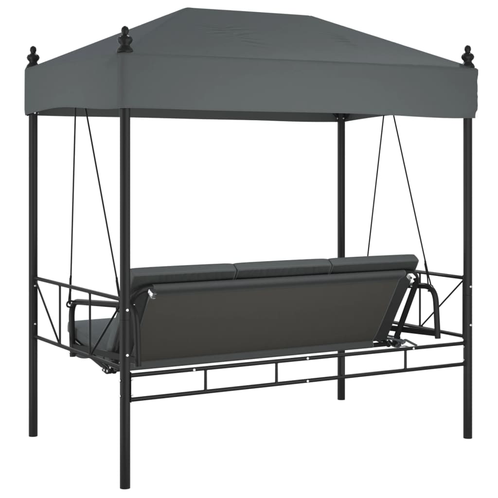 Garden Swing Bench with Canopy Dark Grey Steel