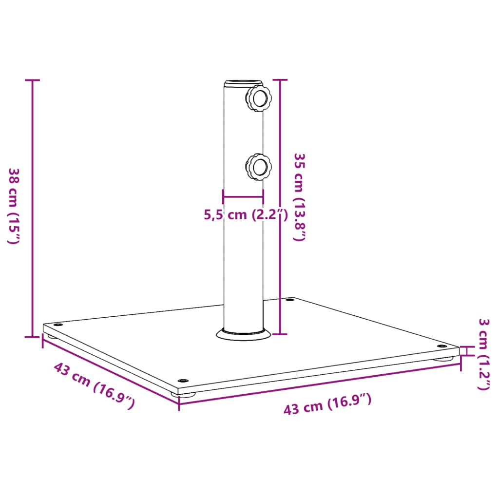 Parasol Base for ?32/38/48 mm Poles 17 kg Square