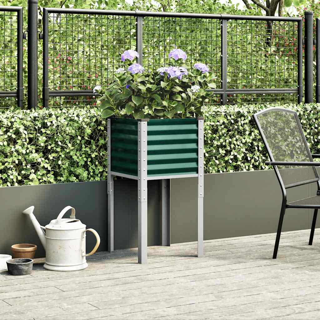 Garden Planter Green 45x45x88 cm Steel