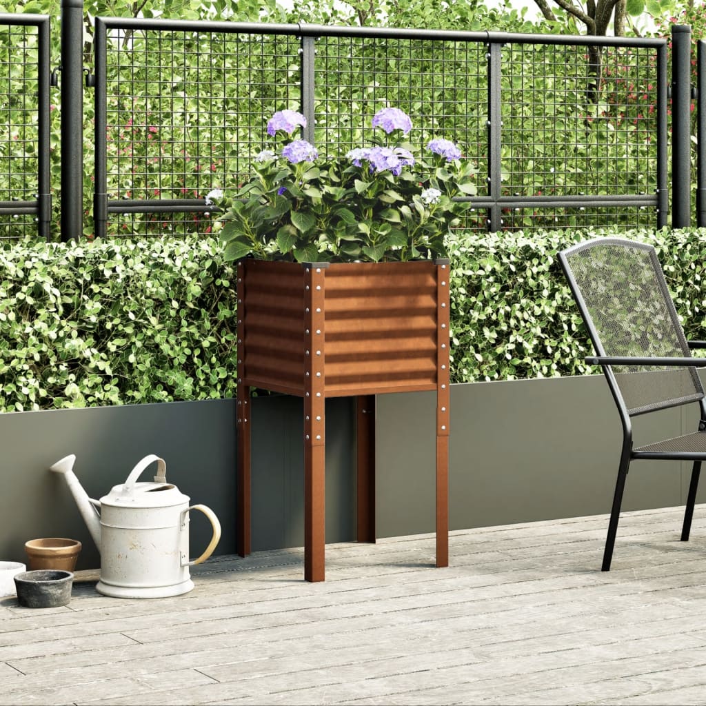 Garden Planter 45x45x88 cm Weathering Steel