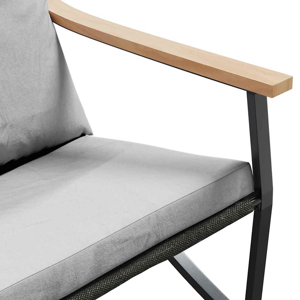 Garden Bench with Cushions 120 cm Black Steel