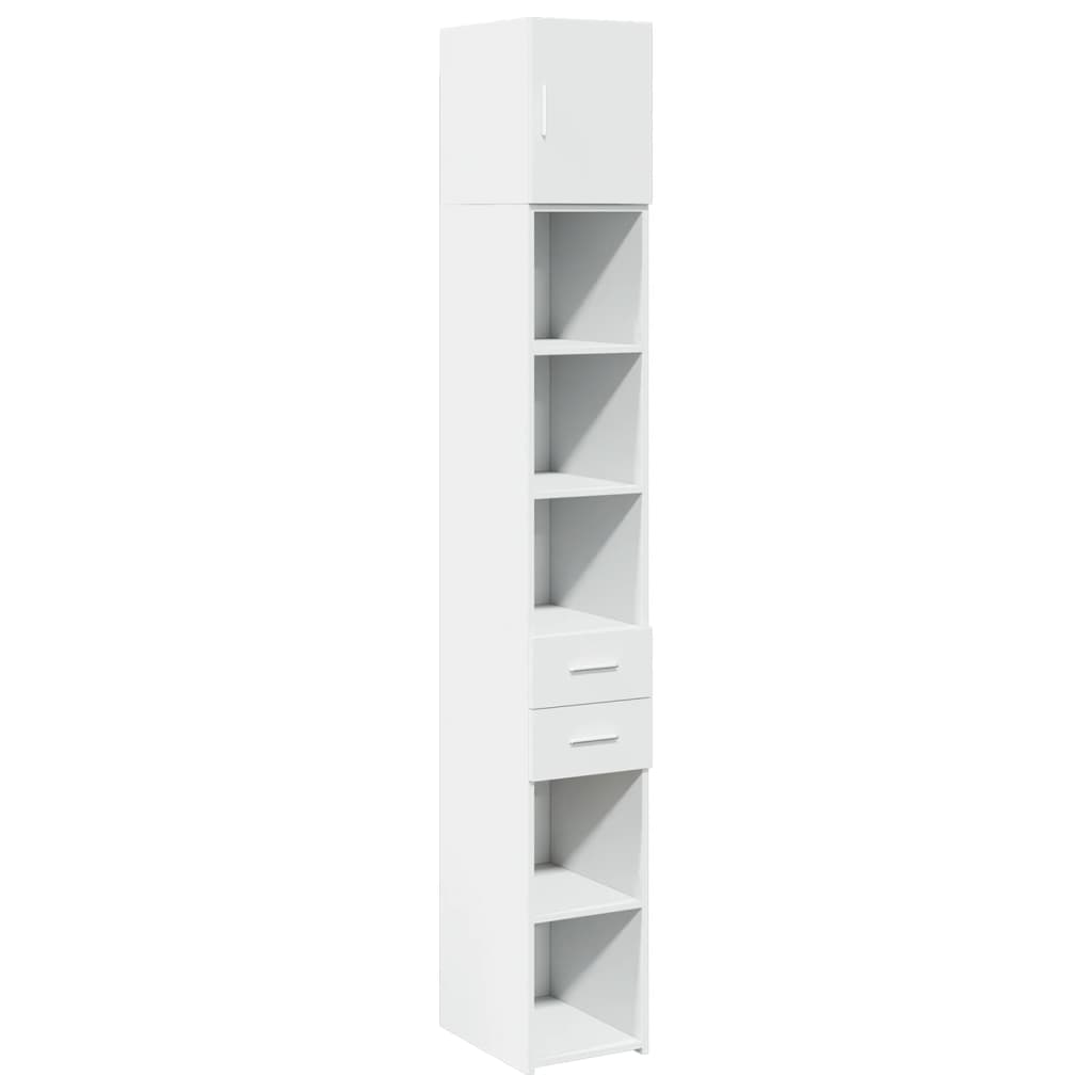 Slim Storage Cabinet White 30x42,5x225 cm Engineered Wood