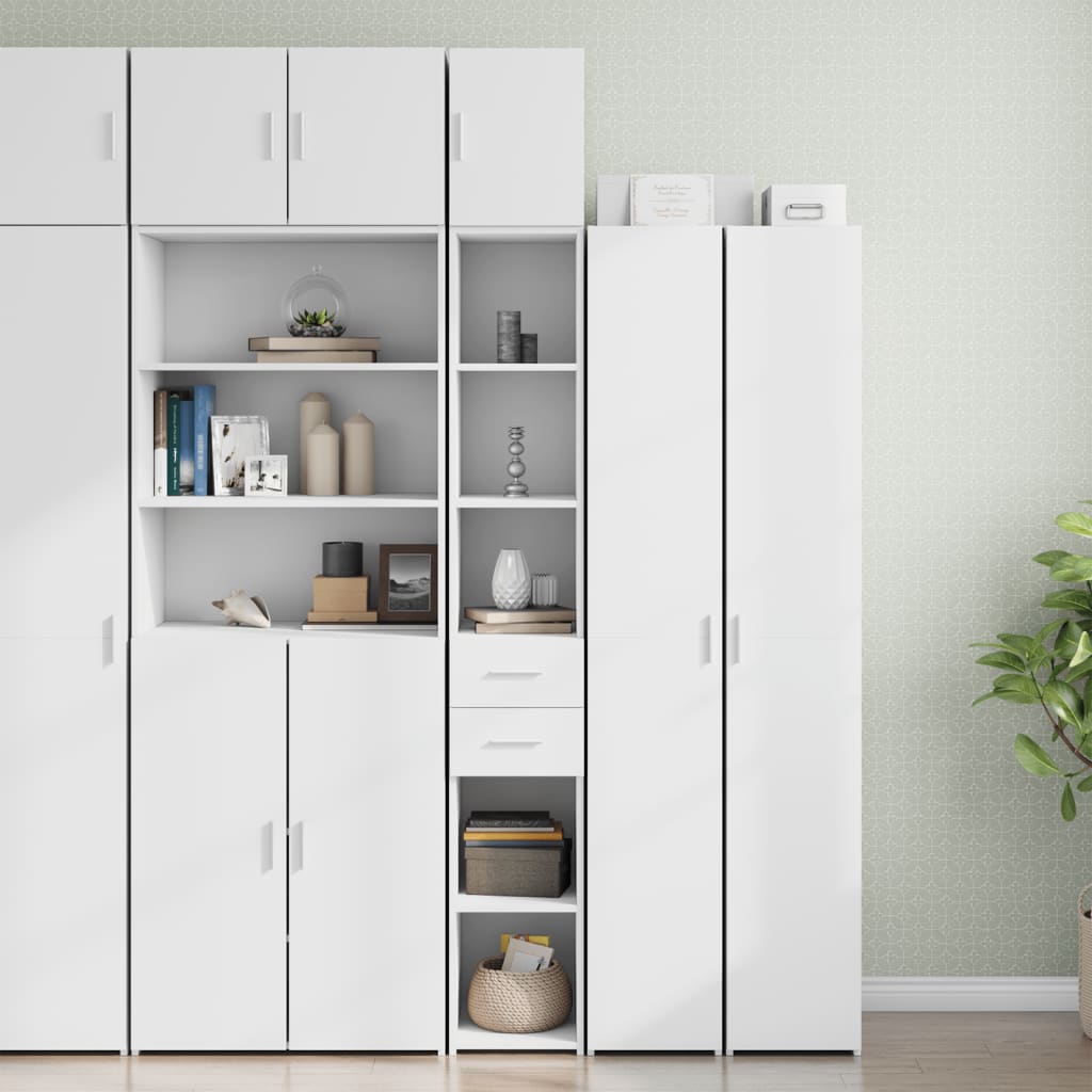 Slim Storage Cabinet White 30x42,5x225 cm Engineered Wood