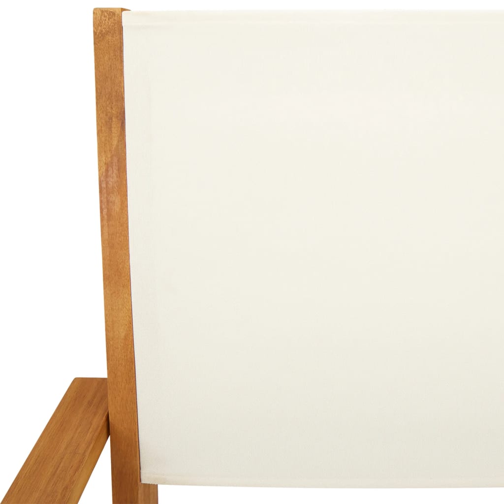 5 Piece Garden Dining Set Cream White Fabric and Solid Wood