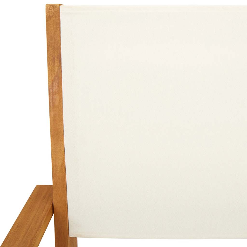 5 Piece Garden Dining Set Cream White Fabric and Solid Wood