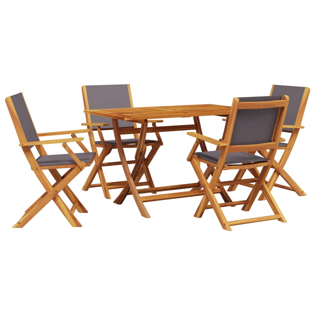 5 Piece Garden Dining Set Anthracite Fabric and Solid Wood