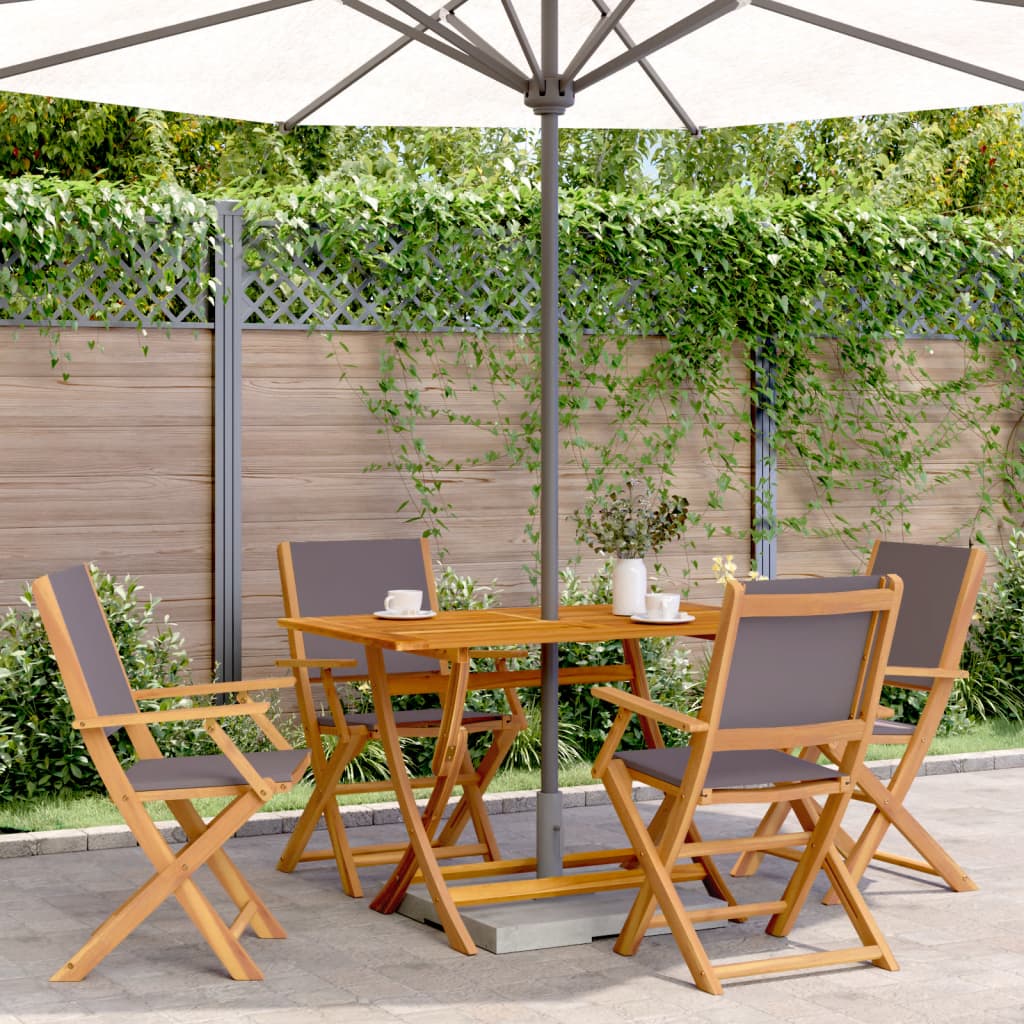 5 Piece Garden Dining Set Anthracite Fabric and Solid Wood