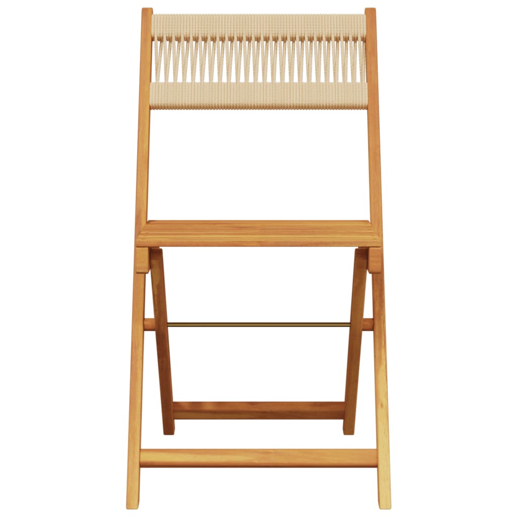 5 Piece Garden Dining Set Beige Polypropylene and Solid Wood