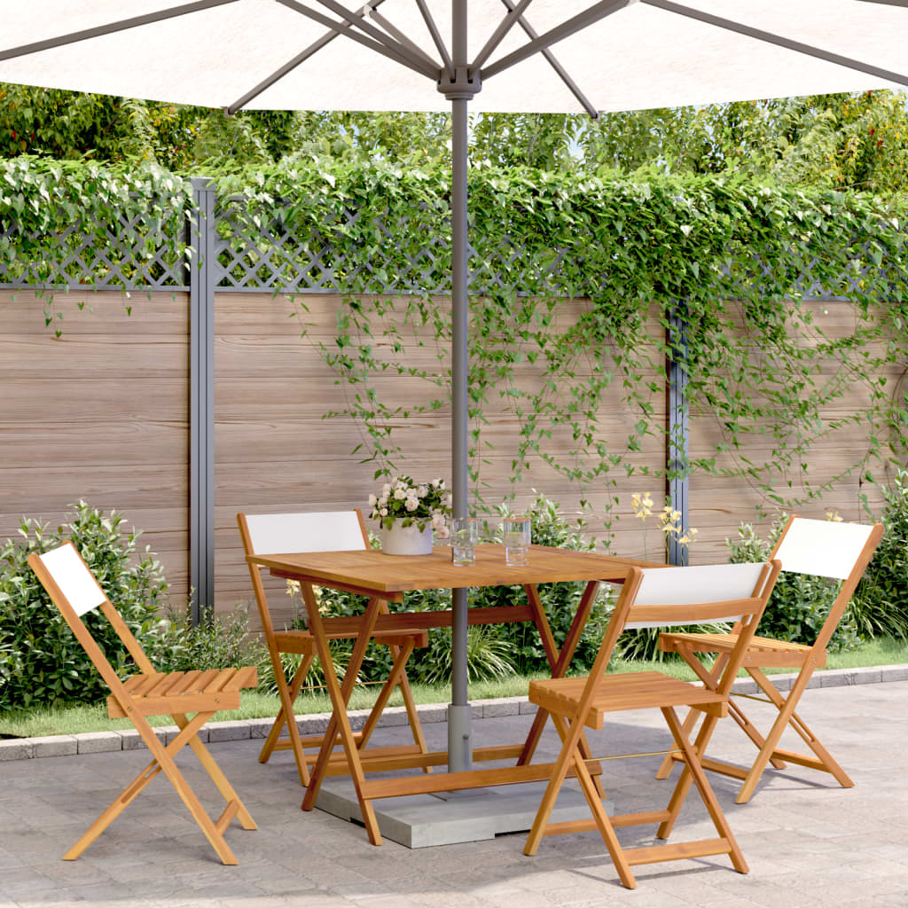5 Piece Garden Dining Set Cream White Fabric and Solid Wood