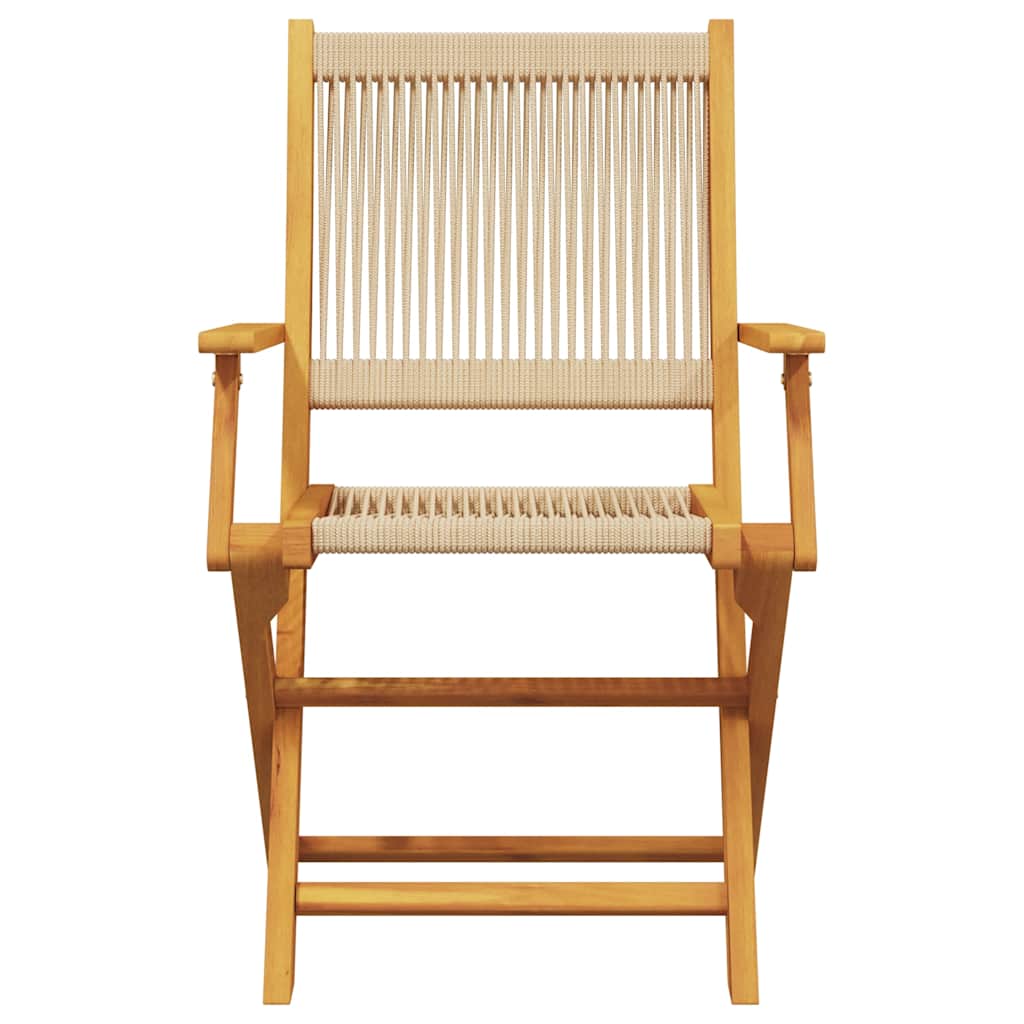 3 Piece Bistro Set Beige Polypropylene and Solid Wood