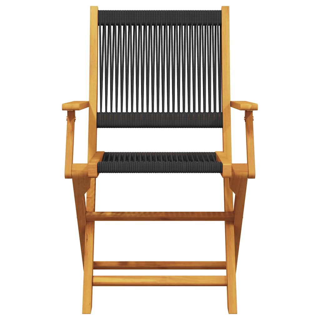3 Piece Bistro Set Black Polypropylene and Solid Wood