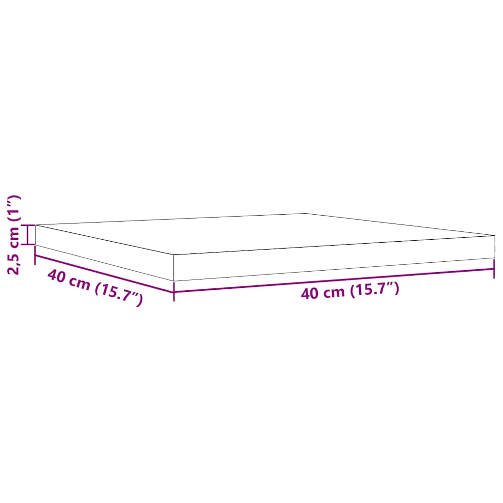 Table Top 40x40x2.5 cm Square Solid Wood Pine