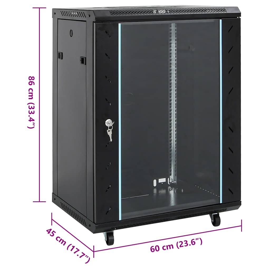15U Network Cabinet with Swivel Feet 19" IP20 60x45x86 cm