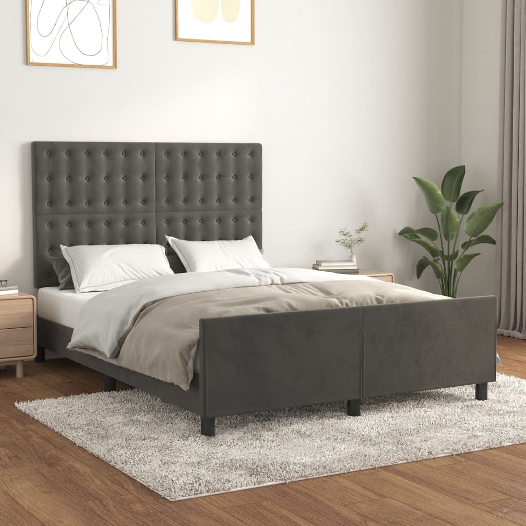 Bed Frame without Mattress Dark Grey 137x187 cm Double Velvet