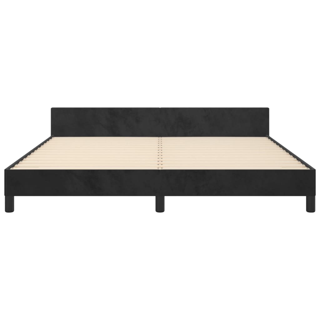 Bed Frame without Mattress Black 152x203 cm Queen Velvet