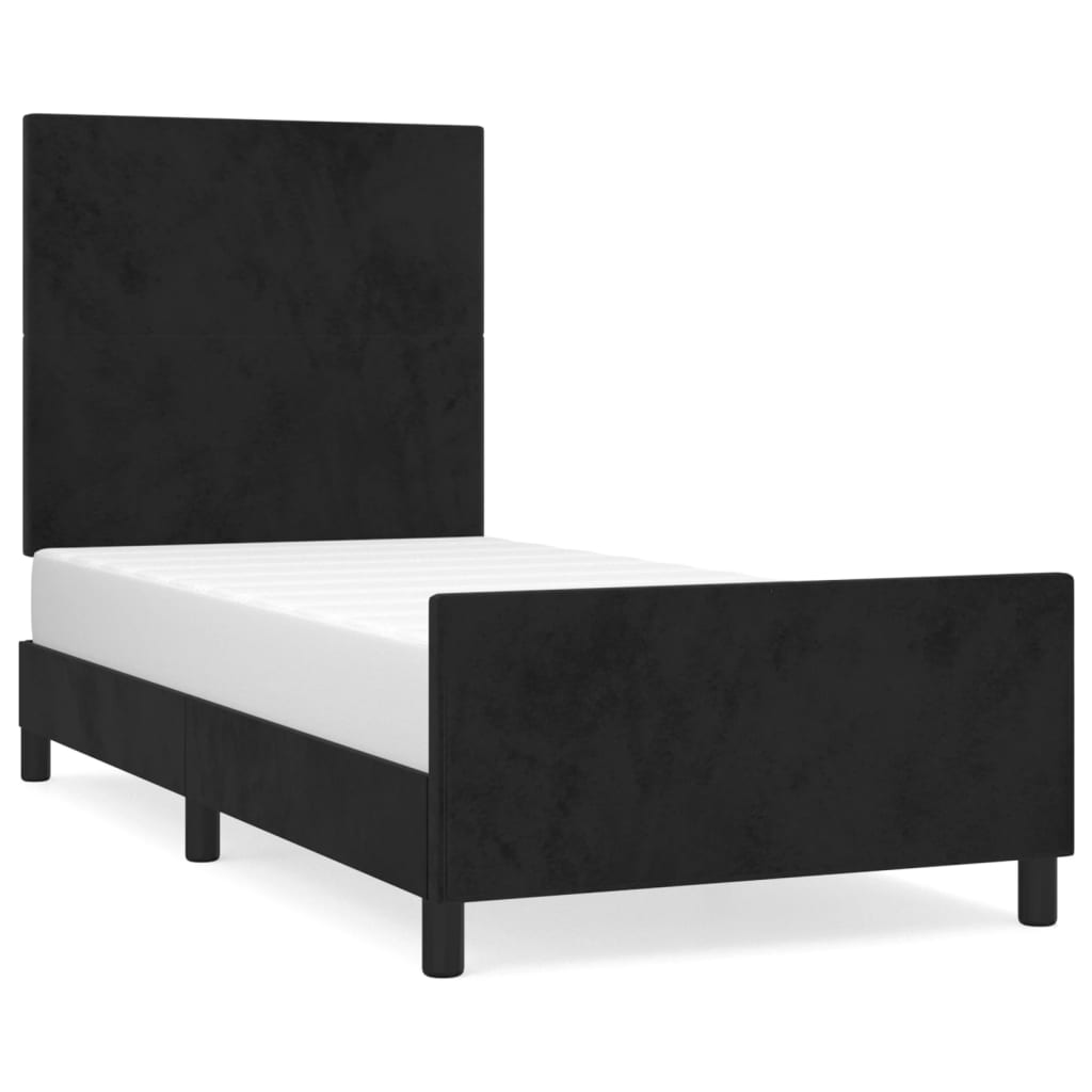 Bed Frame without Mattress Black 107x203 cm King Single Size Velvet