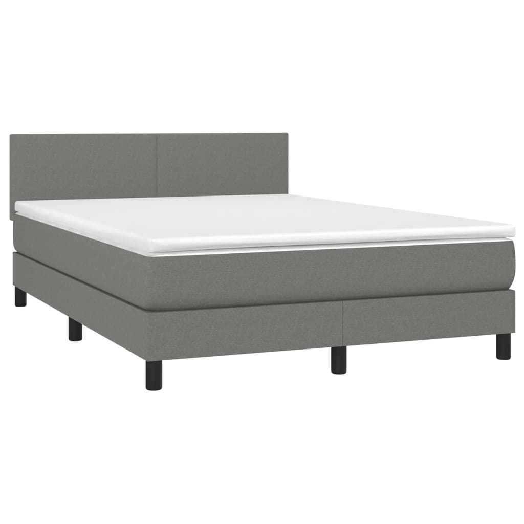 Box Spring Bed with Mattress Dark Grey 137x190 cm Full Fabric
