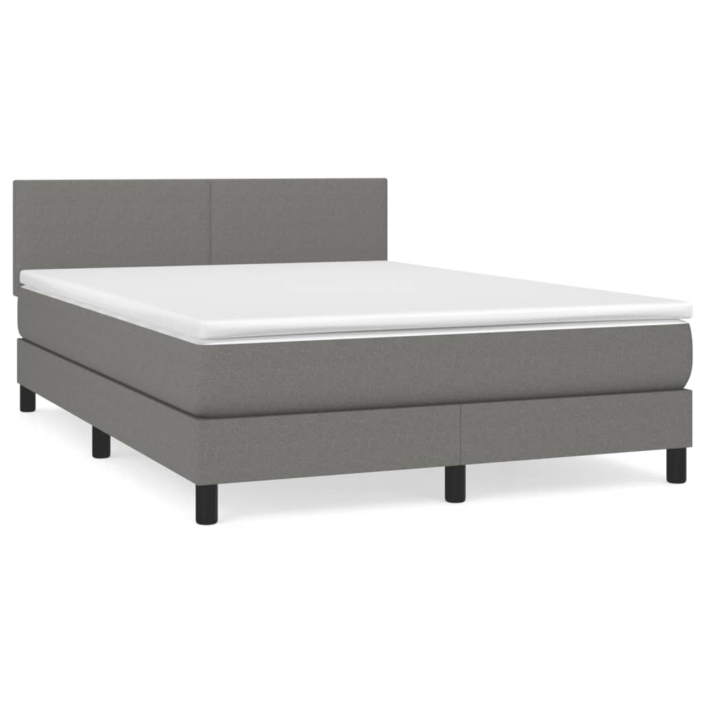 Box Spring Bed with Mattress Dark Grey 137x190 cm Full Fabric