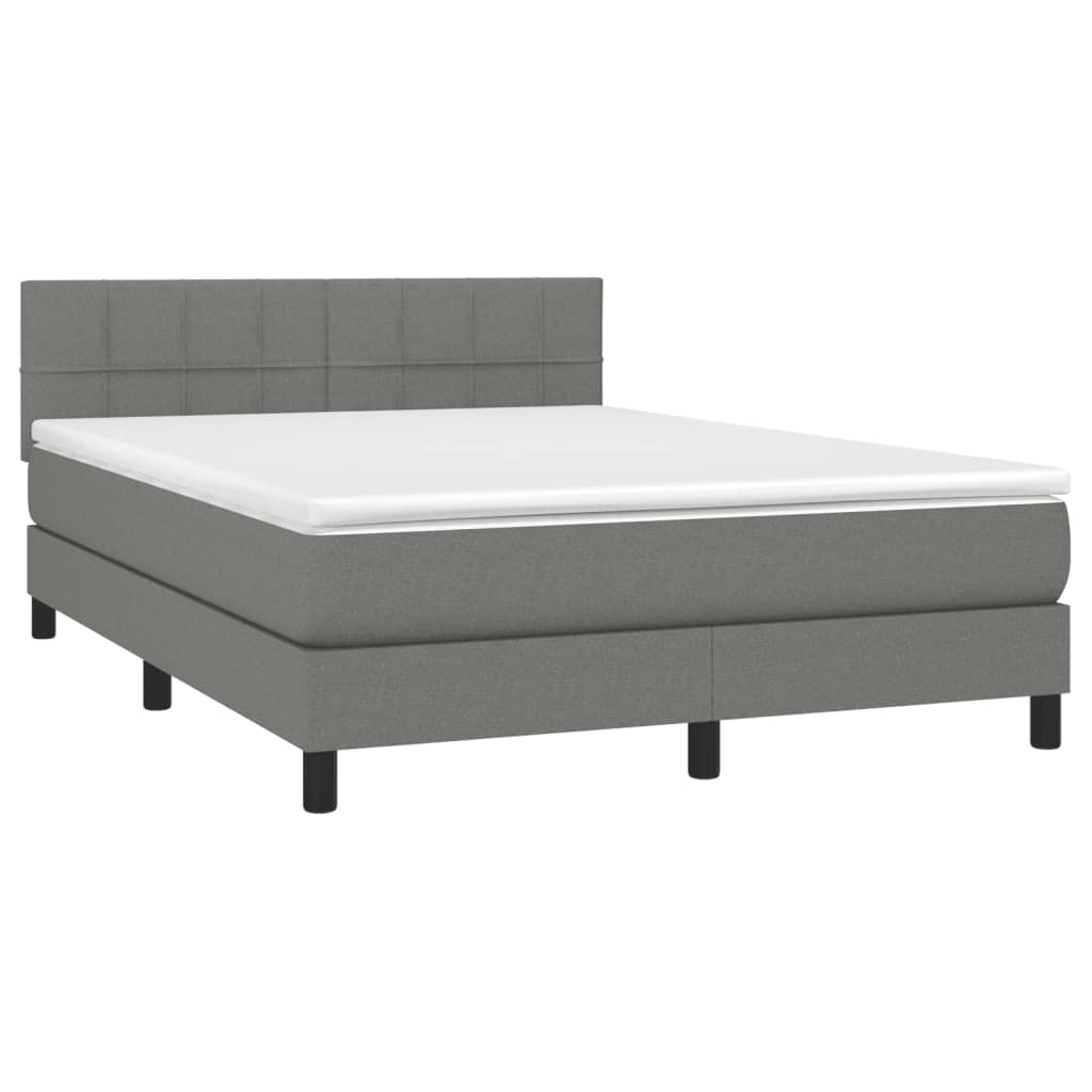 Box Spring Bed with Mattress Dark Grey 137x190 cm Full Fabric
