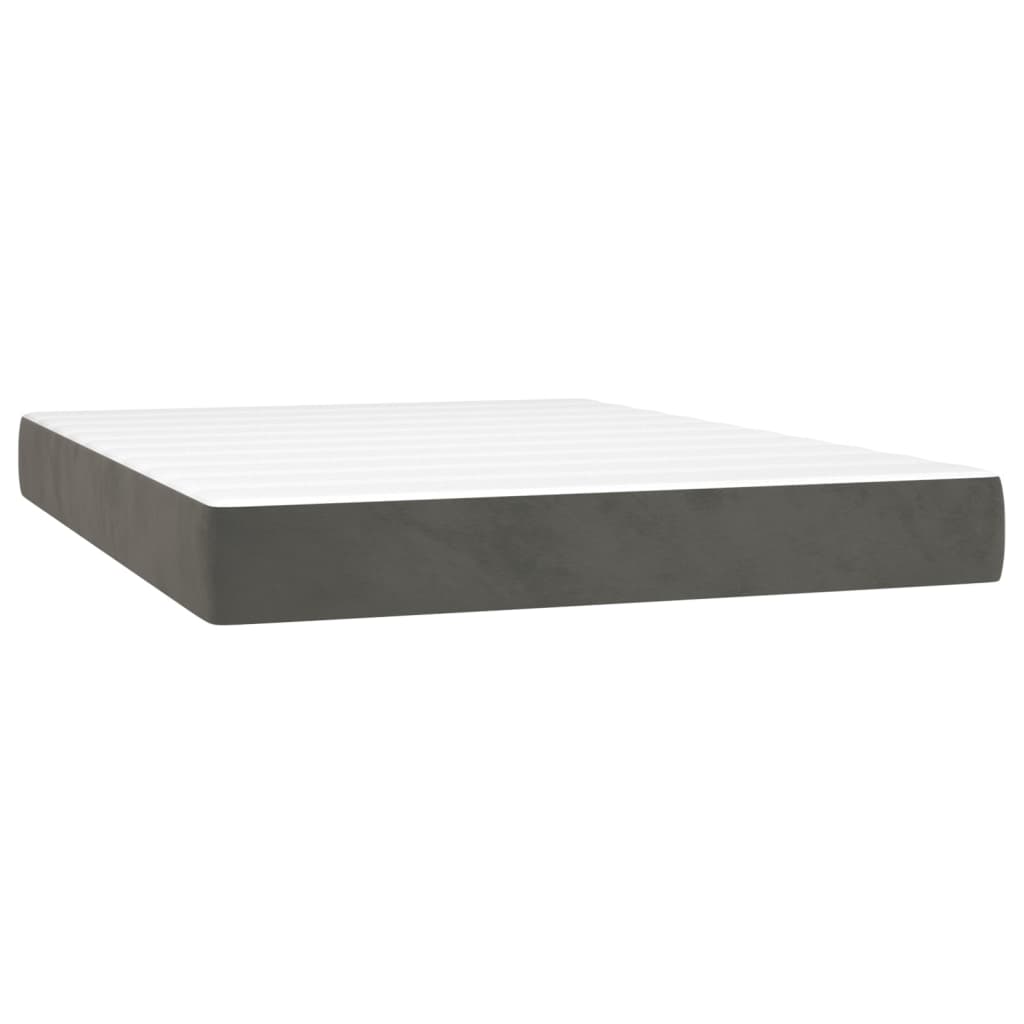 Box Spring Bed with Mattress Dark Grey 137x190 cm Full Velvet