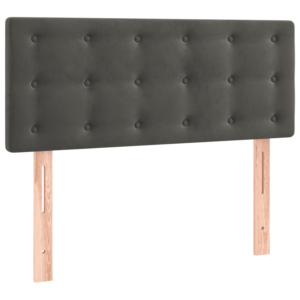 Box Spring Bed with Mattress Dark Grey 106x203 cm King Single Size Velvet