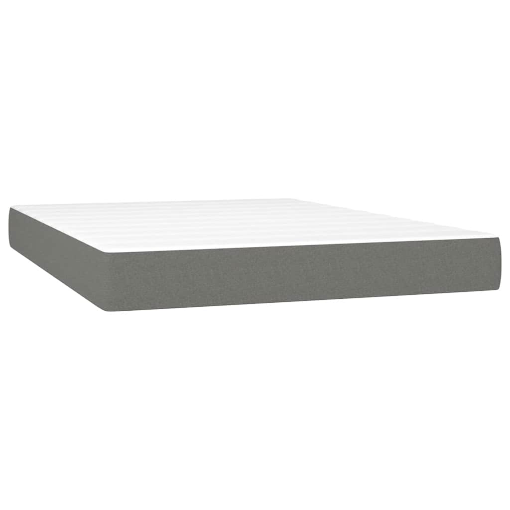 Box Spring Bed with Mattress&LED Dark Grey 137x190 cm Full Fabric
