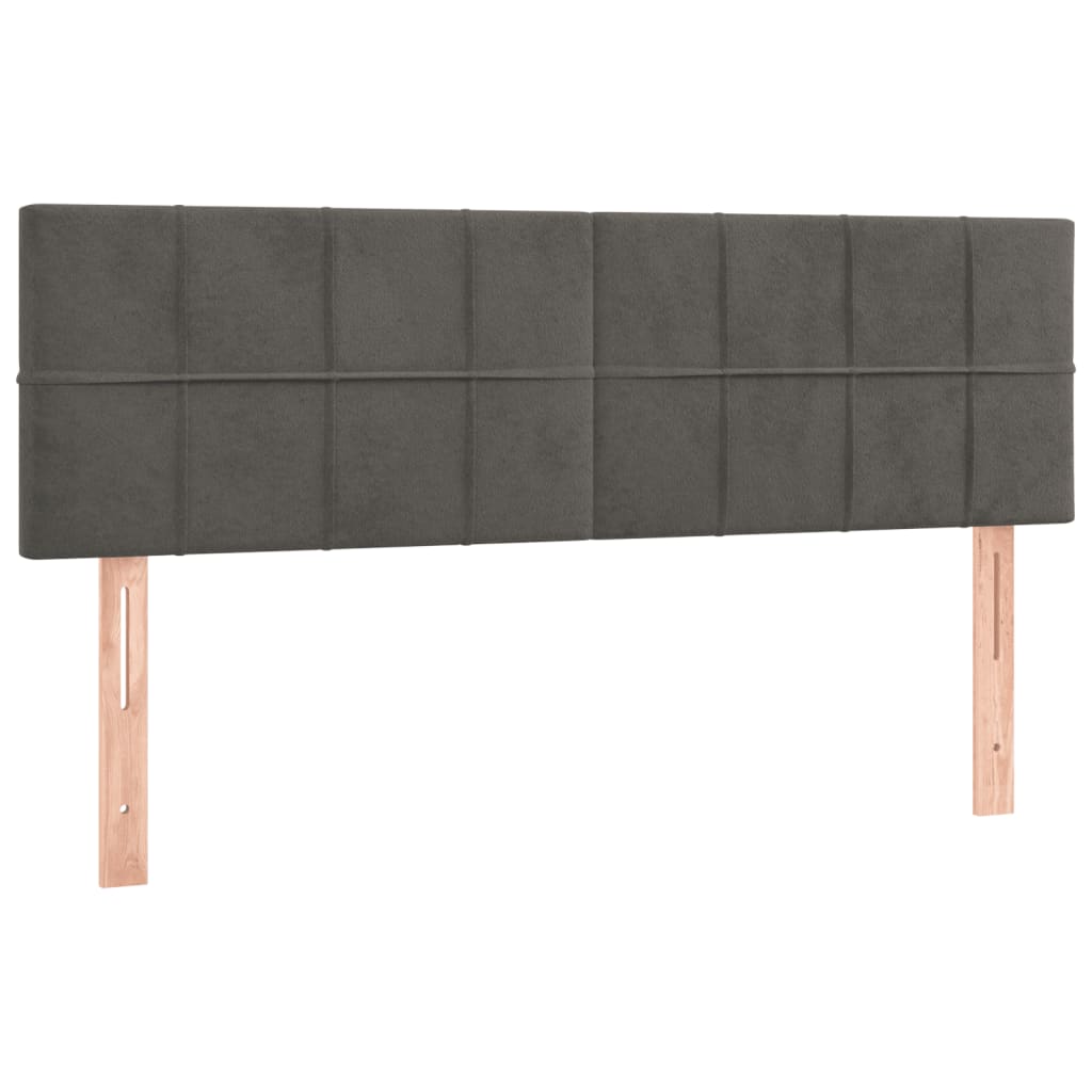 Box Spring Bed with Mattress&LED Dark Grey 153x203 cm Queen Size Velvet