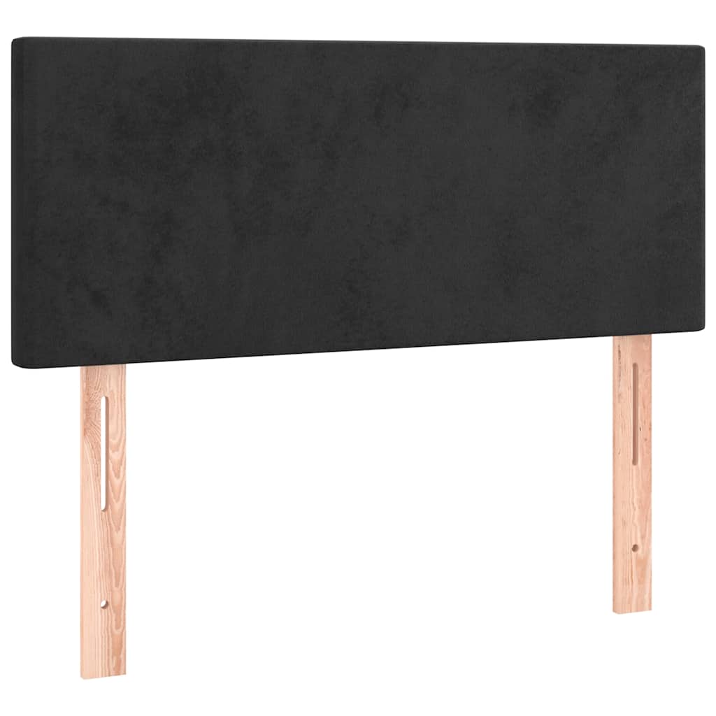 Box Spring Bed with Mattress&LED Black 106x203 cm King Single Size Velvet