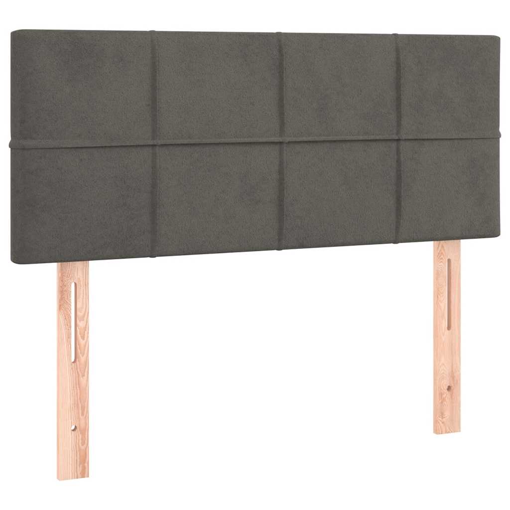 Box Spring Bed with Mattress&LED Dark Grey 106x203 cm King Single Size Velvet