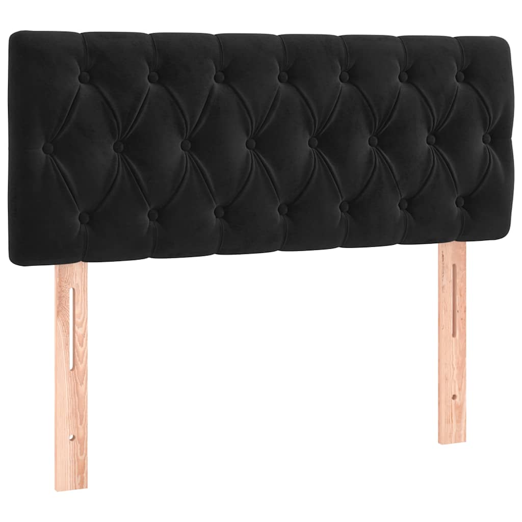 Box Spring Bed with Mattress&LED Black 106x203 cm King Single Size Velvet
