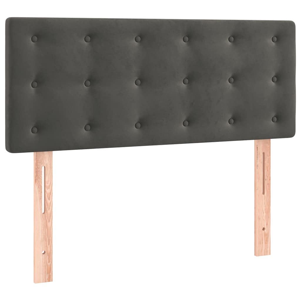 Box Spring Bed with Mattress&LED Dark Grey 107x203 cm King Single Size Velvet