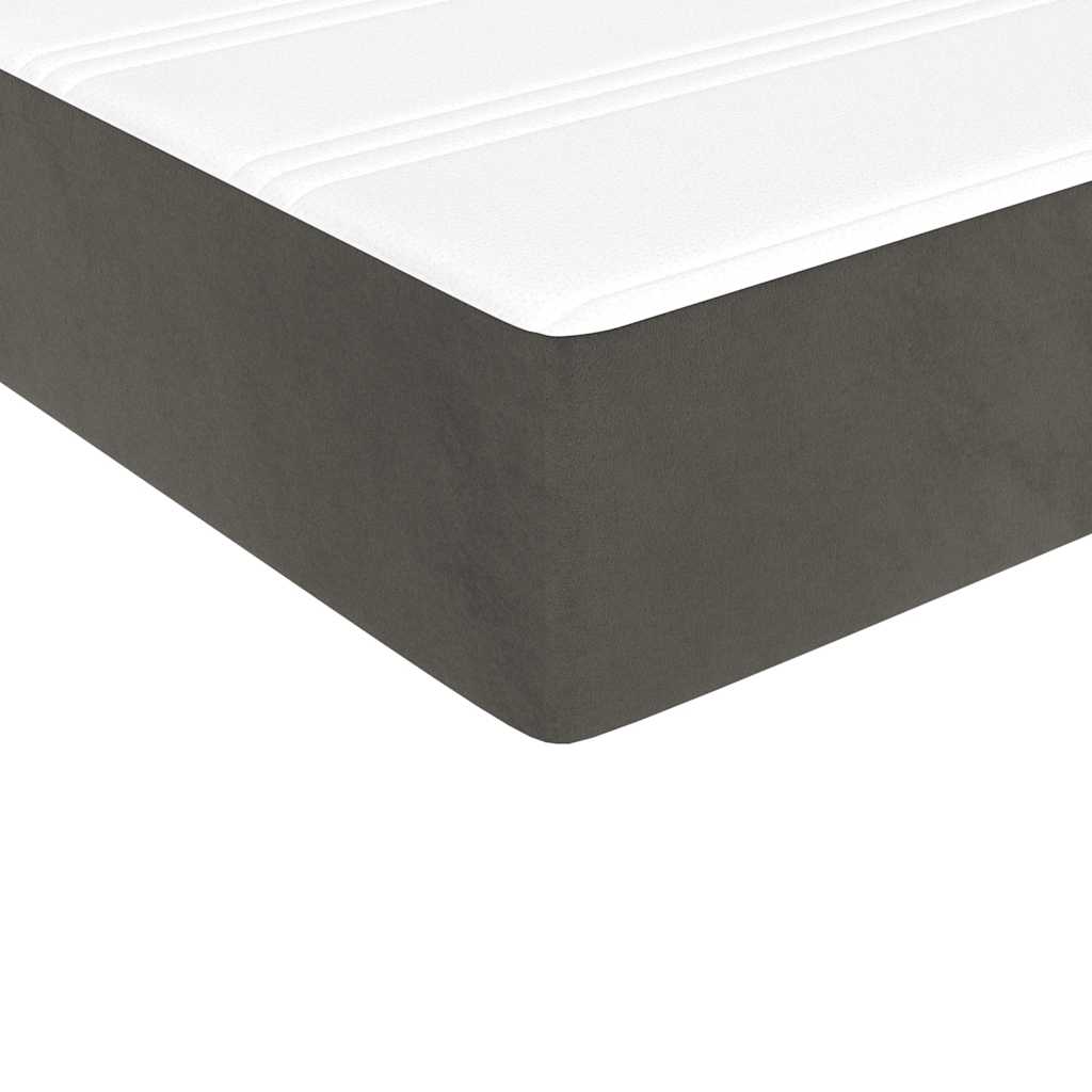 Box Spring Bed with Mattress&LED Dark Grey 107x203 cm King Single Size Velvet