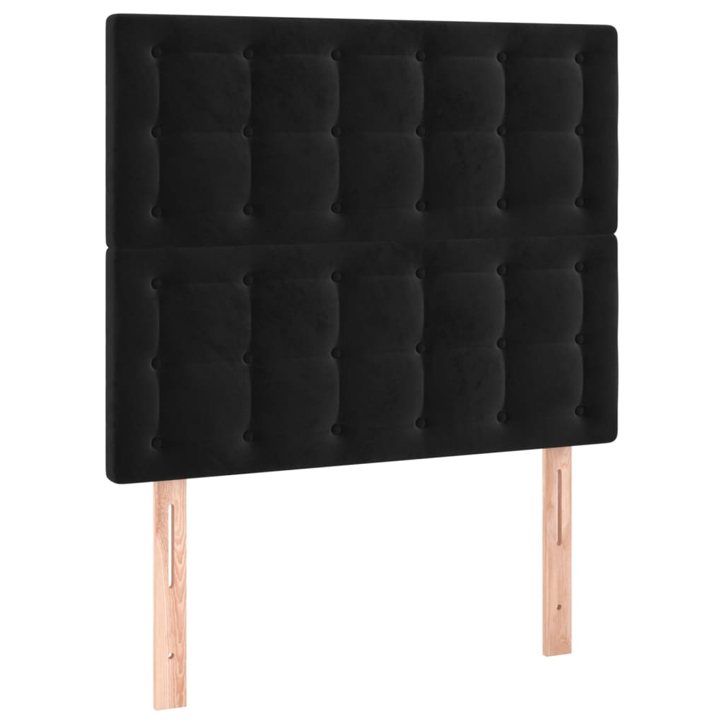 Box Spring Bed with Mattress Black 106x203 cm King Single Size Velvet
