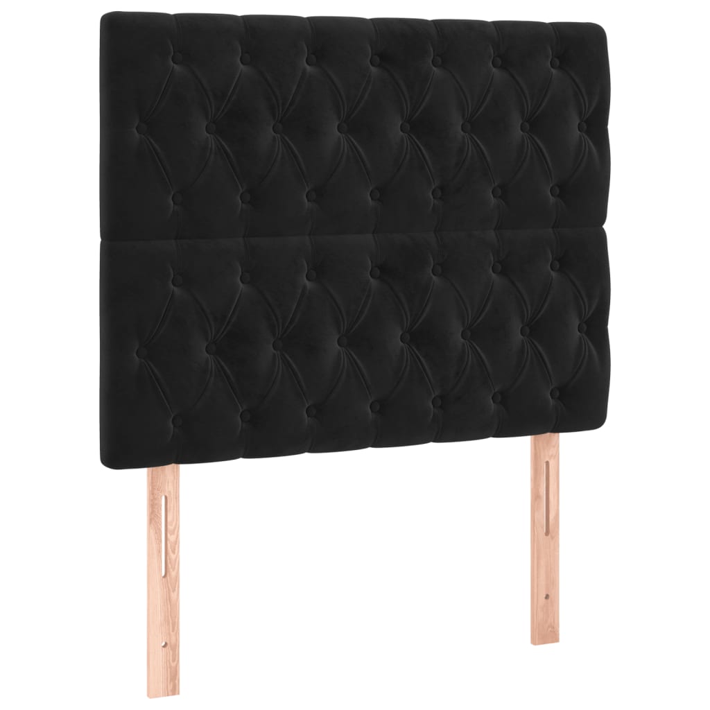 Box Spring Bed with Mattress Black 107x203 cm King Single Size Velvet