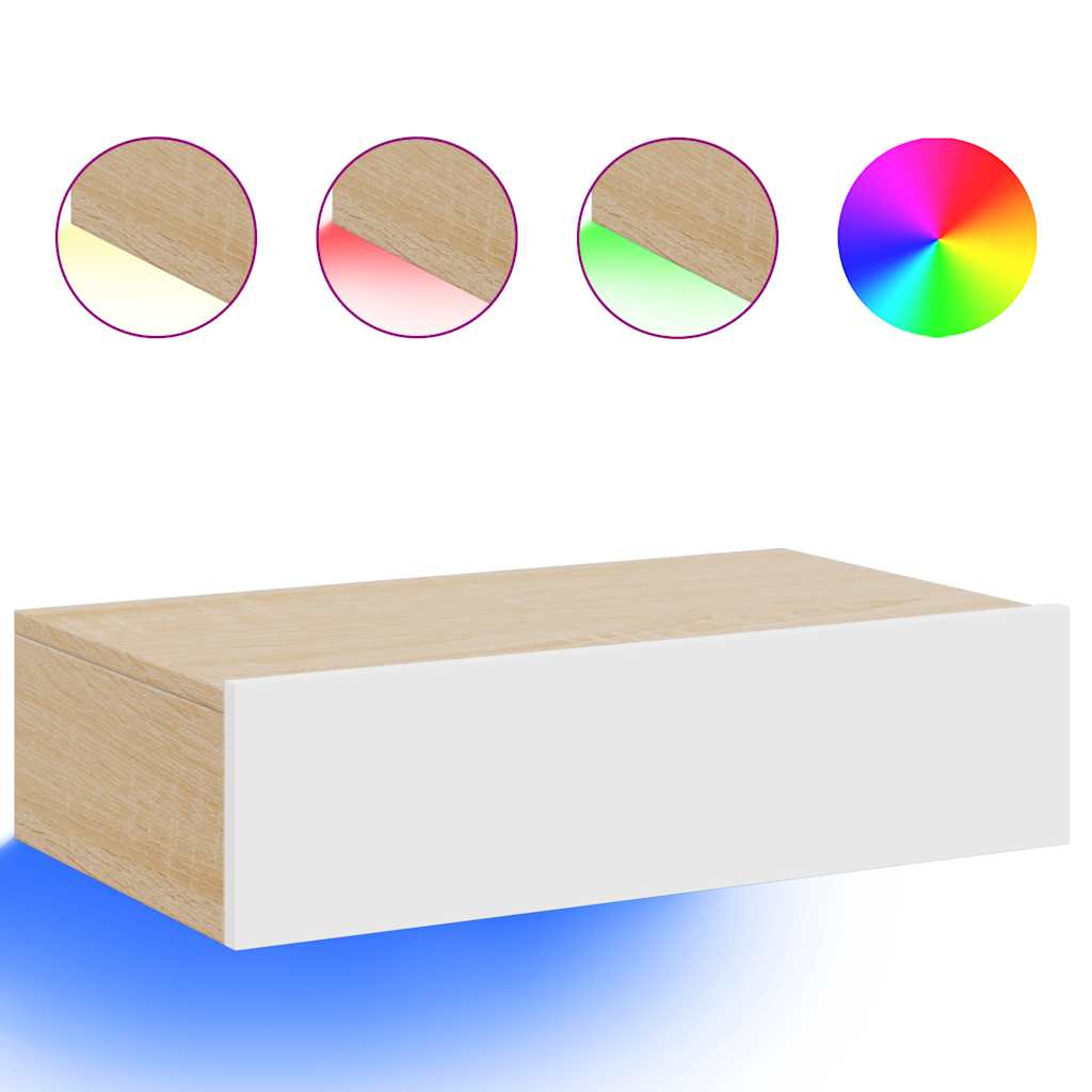 TV Cabinet with LED Lights White 60x35x15.5 cm