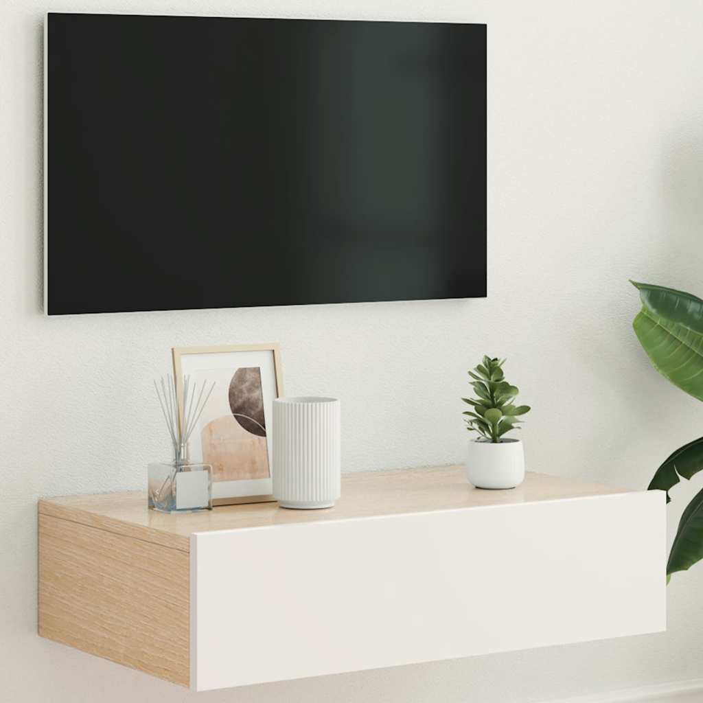 TV Cabinet with LED Lights White 60x35x15.5 cm
