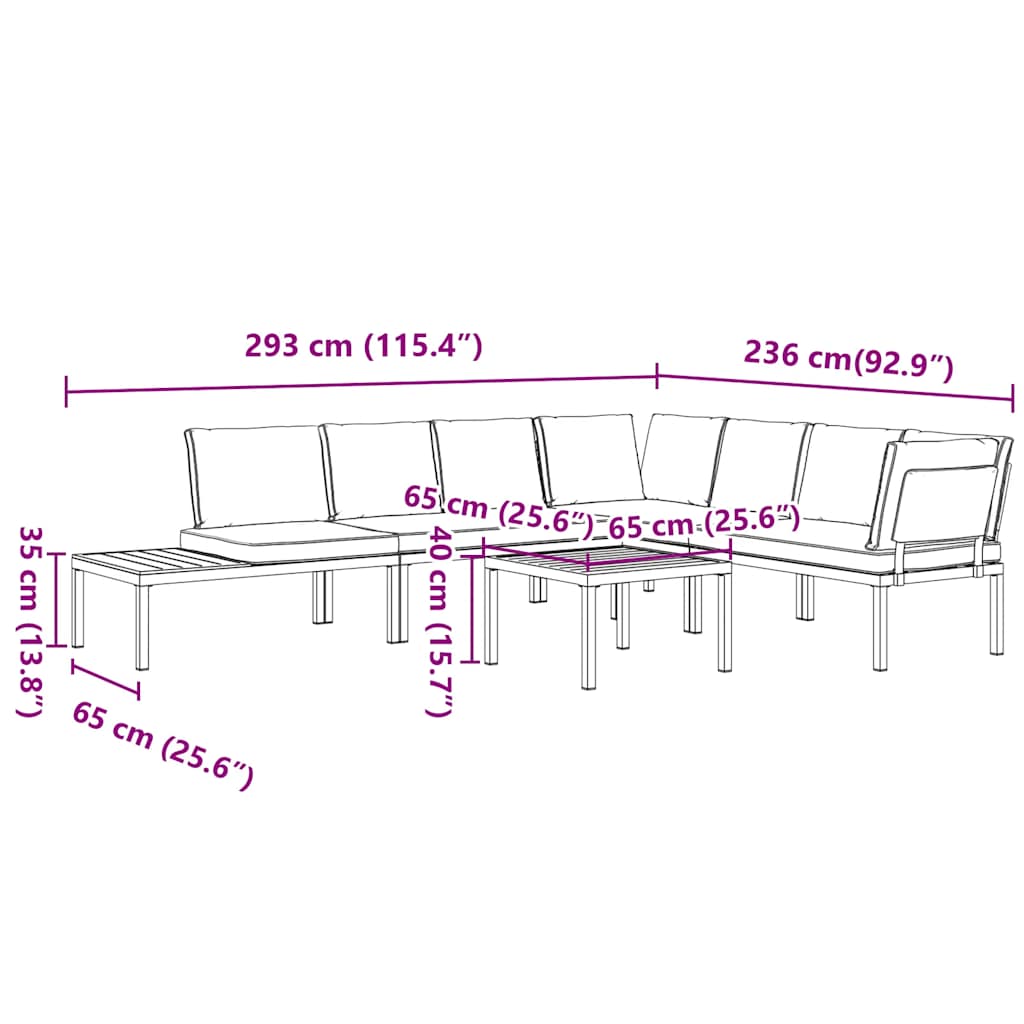 5 Piece Garden Sofa Set with Cushions Black Aluminium