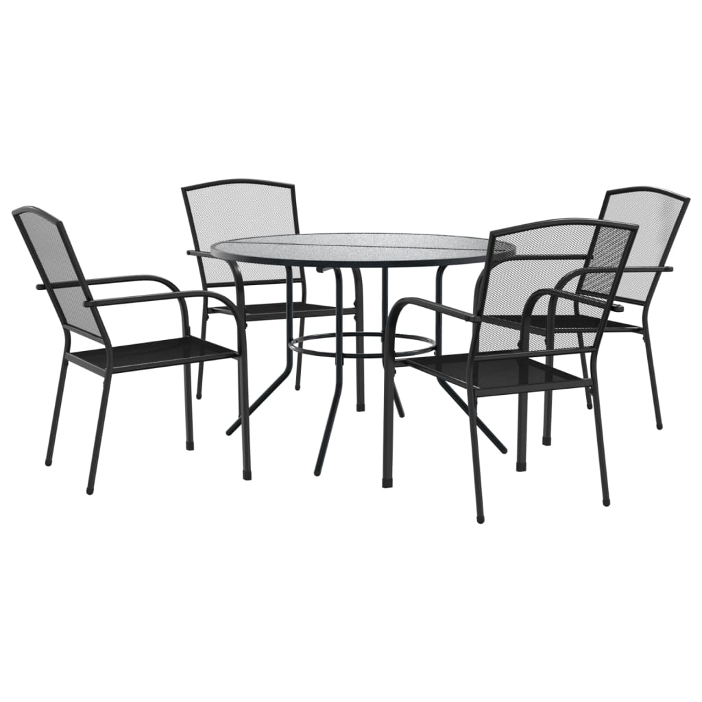Stackable Garden Chair Set 5 Piece Anthracite Powder-coated Steel