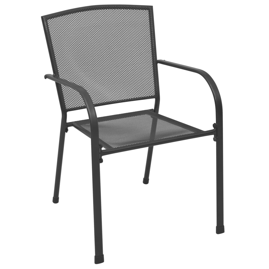 Stackable Garden Chair Set 7 Piece Anthracite Powder-coated Steel