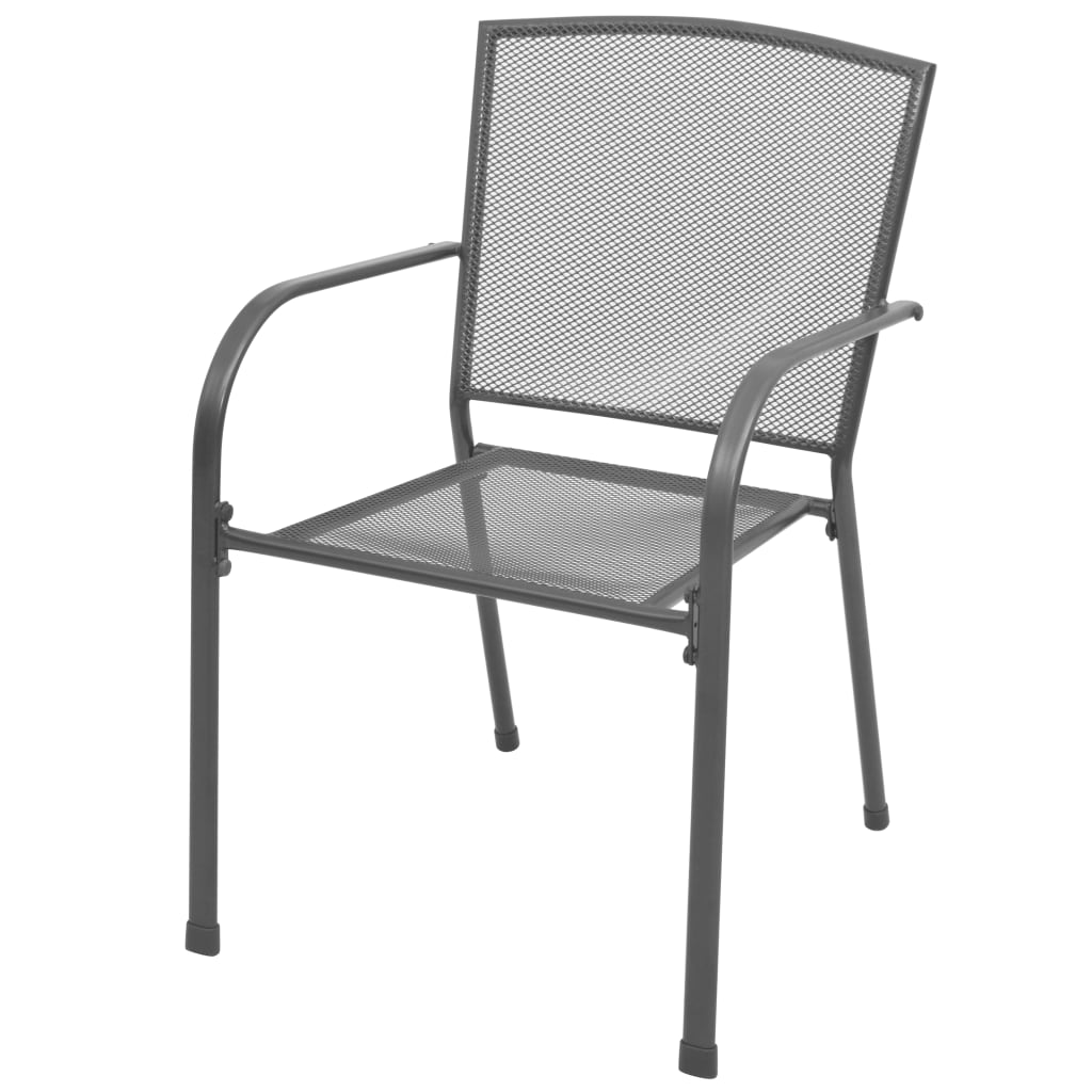 Stackable Garden Chair Set 7 Piece Anthracite Powder-coated Steel