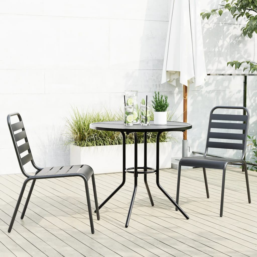 Stackable Garden Chair Set 3 Piece Anthracite Powder-coated Steel