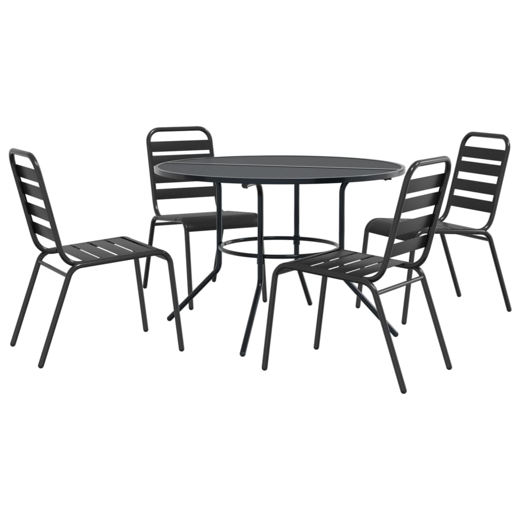 Stackable Garden Chair Set 5 Piece Anthracite Powder-coated Steel
