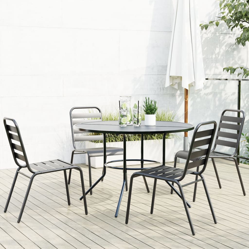 Stackable Garden Chair Set 5 Piece Anthracite Powder-coated Steel
