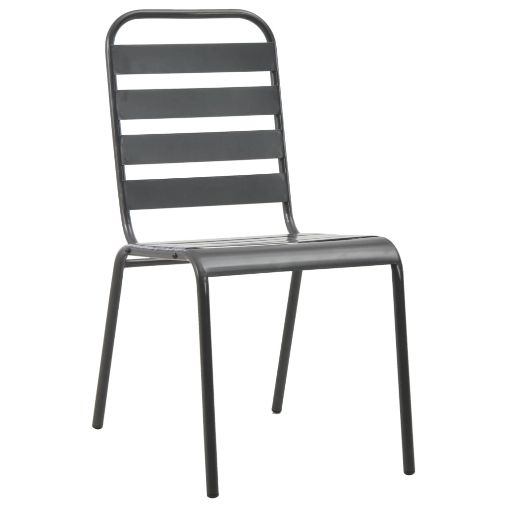 Stackable Garden Chair Set 7 Piece Anthracite Powder-coated Steel
