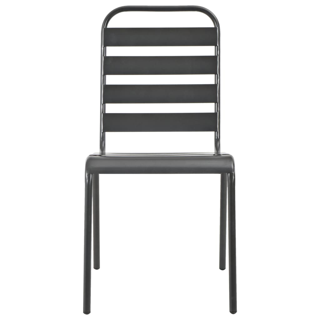 Stackable Garden Chair Set 7 Piece Anthracite Powder-coated Steel