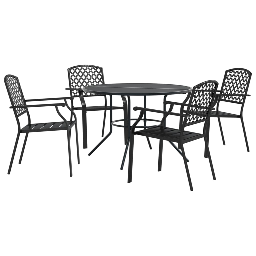 Stackable Garden Chair Set 5 Piece Anthracite Powder-coated Steel