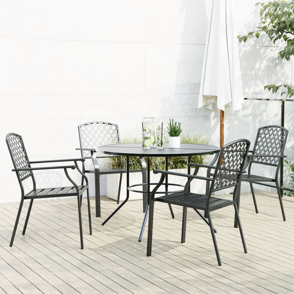 Stackable Garden Chair Set 5 Piece Anthracite Powder-coated Steel