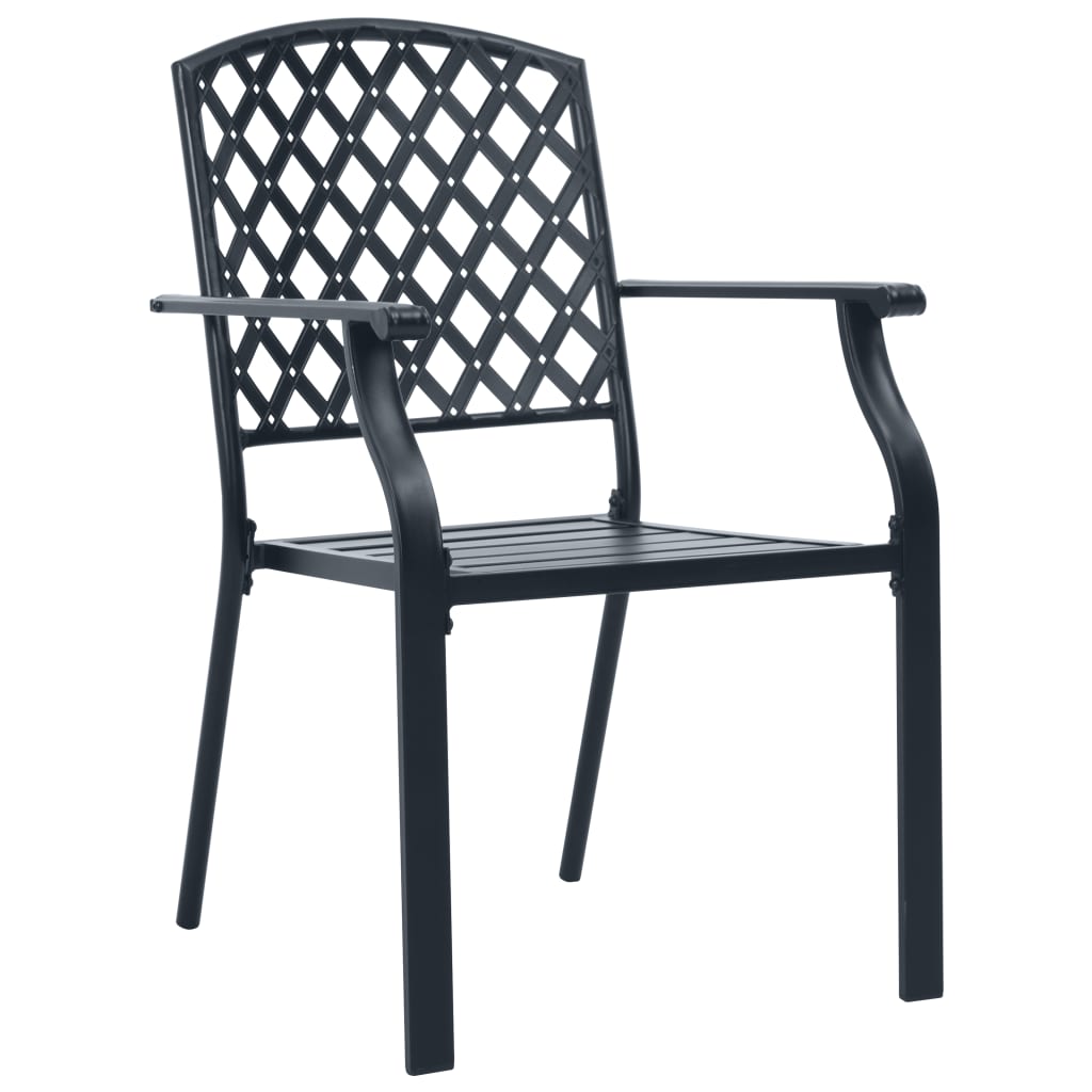 Stackable Garden Chair Set 7 Piece Anthracite Powder-coated Steel