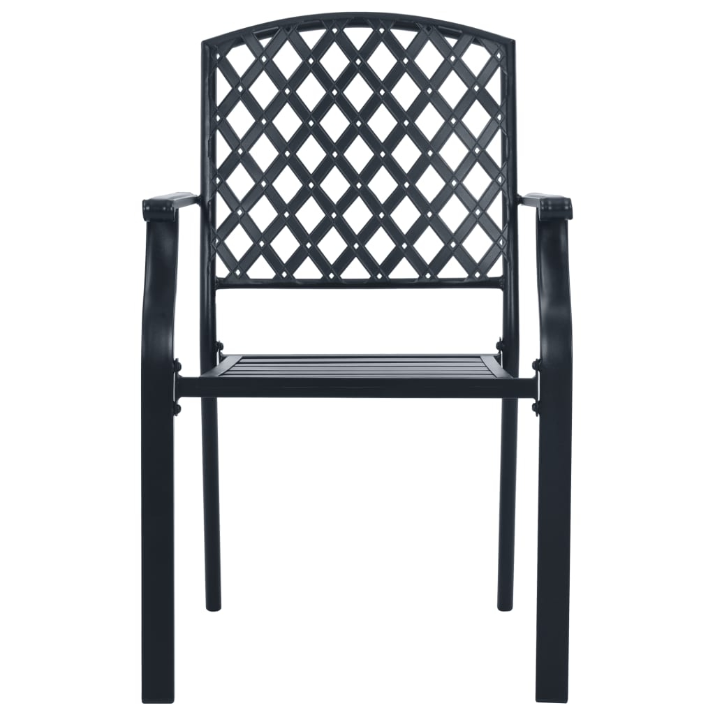 Stackable Garden Chair Set 7 Piece Anthracite Powder-coated Steel